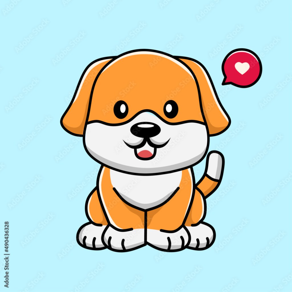 Picture of: Cute cartoon puppy. Funny dog