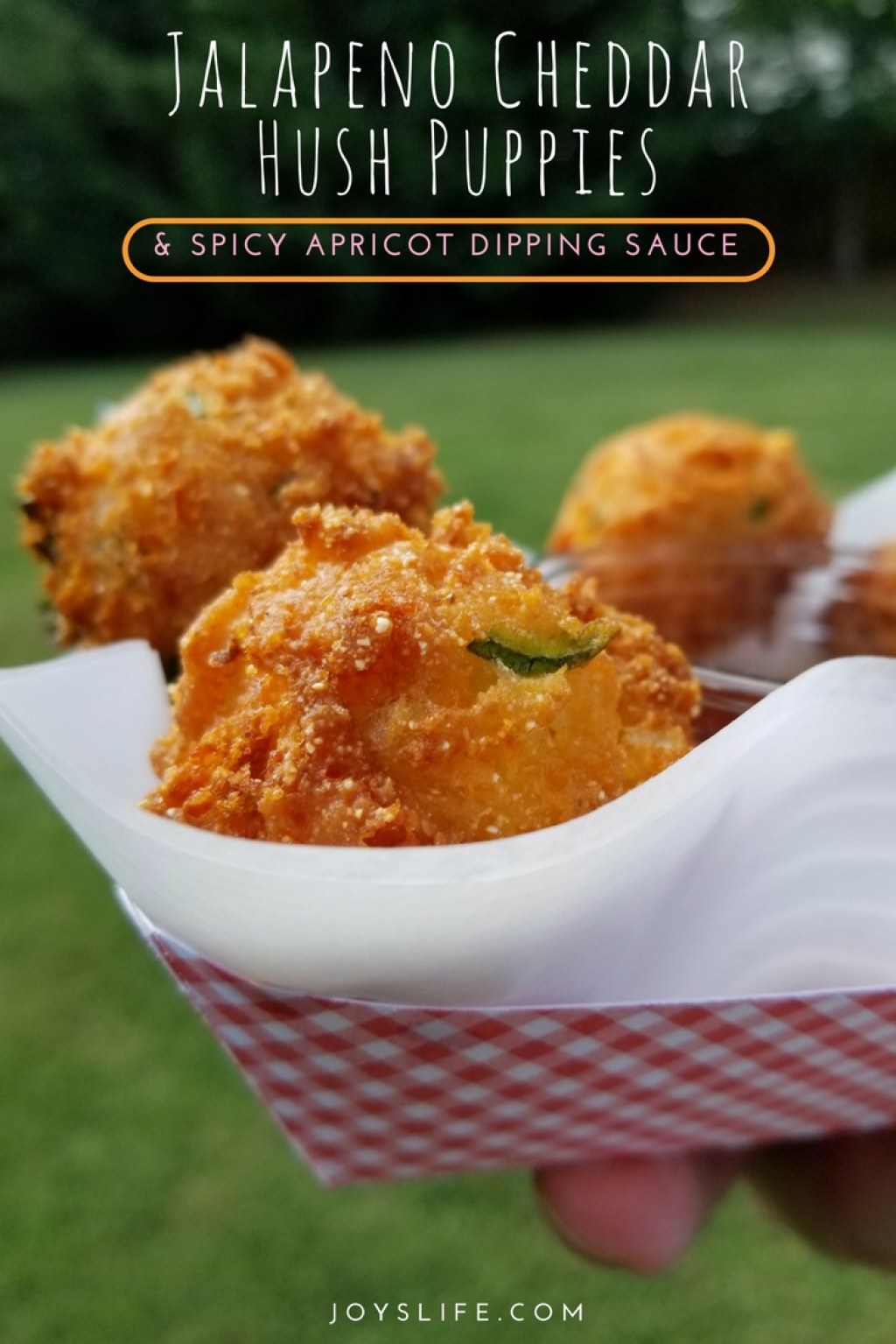 Picture of: Jalapeno Cheddar Hush Puppies & Spicy Apricot Dipping Sauce
